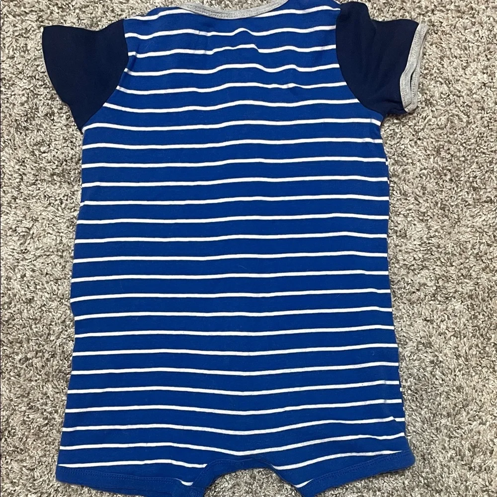 Carters Blue Striped Truck Baby Romper Size 18 Month